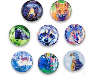 Animal art magnets, glass cabochon magnet, mini magnets, paintings