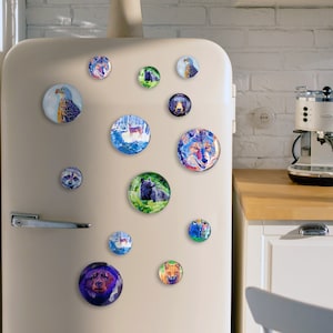Art magnets with animals, glass cabochon magnet, mini magnets, paintings, wildlife