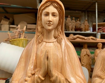 Handcrafted St Mary Statue, Wooden Our Lady of Grace Virgin Mary Blessed Statue, Mother of Jesus, Catholic Statue Christian, Religious