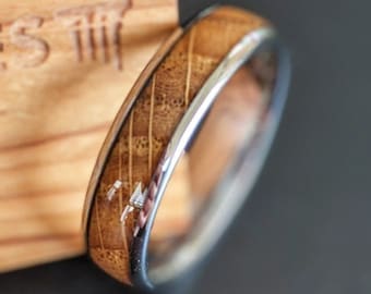 6mm Whiskey Barrel Ring Mens Wedding Band Wood Ring - Tungsten Ring Male Wedding Band Rustic Ring - Bourbon Barrel Ring Wooden Couples Rings