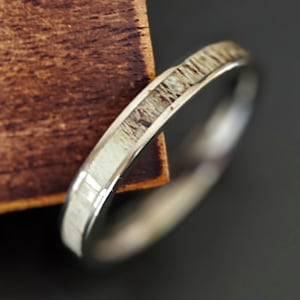 4mm Thin Deer Antler Ring Tungsten Wedding Bands Women Ring - Mens Wedding Band Deer Antler Rings Couples Ring Set Boho Tungsten Ring