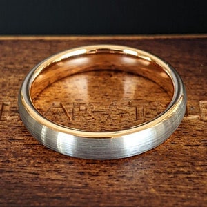Fedi nuziali in oro rosa da 4 mm, anello da donna, anello in oro rosa, semplice fede nuziale - sottile fede nuziale da uomo, anello in tungsteno, anelli per coppie, anello in argento