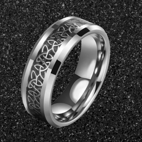 6mm Irish Wedding Band Celtic Knot Ring, Celtic Wedding Rings Mens Ring Tungsten Wedding Band Triquetra Ring Mens Wedding Band Couples Rings