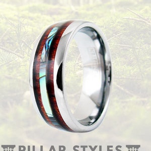 Exotischer Koa Holz Ring mit Inlay aus Abalone Muschel