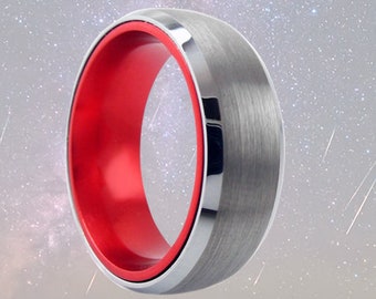 thin red line ring etsy redline wedding band