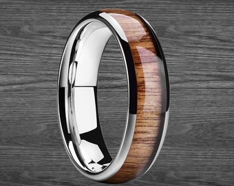 Exotic Koa Wood Ring 6mm & 4mm Mens Wedding Band - Couples Rings Tungsten Wedding Bands Women Ring - Mens Wood Ring - Wooden Rings for Men