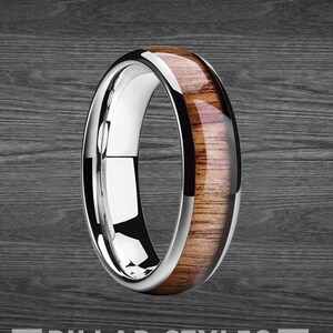 Exotic Koa Wood Ring 6mm & 4mm Mens Wedding Band - Couples Rings Tungsten Wedding Bands Women Ring - Mens Wood Ring - Wooden Rings for Men