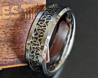 Celtic band Celtic knot ring Celtic jewelry men/'s band gift wedding ring men/'s ring wedding band oxidized silver ring band for women
