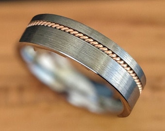 Anillo de cuerda de guitarra de 6 mm para hombre, alianza de boda, anillo de guitarra - Anillo único para hombre - Anillo de tungsteno de plata para hombre, alianza de boda con cuerda de guitarra