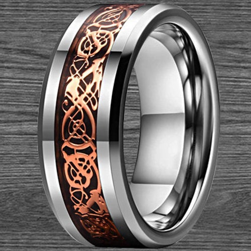 Mens Viking Ring Rose Gold Mens Wedding Band Unique Celtic | Etsy