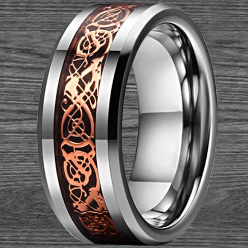 Mens Viking Ring Rose Gold Mens Wedding Band Unique Celtic Etsy