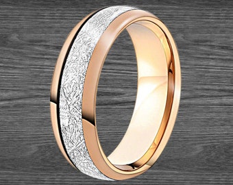 18K roséguld meteoritring herrvigselring volframvigselringar kvinnor roséguldring nebuloring kvinnorvigselring kosmiska ringar