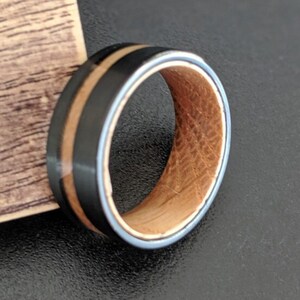 8mm Bourbon Barrel Ring Mens Wedding Band Tungsten Ring Whiskey Barrel Ring - Black Ring Tungsten Wedding Band Mens Ring Wood Wedding Ring