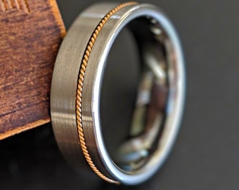 8mm & 6mm Mens Wedding Band Guitar String Ring Tungsten Wedding Band Mens Ring - Music Wedding Bands Womens Guitar Ring - Couples Ring Set