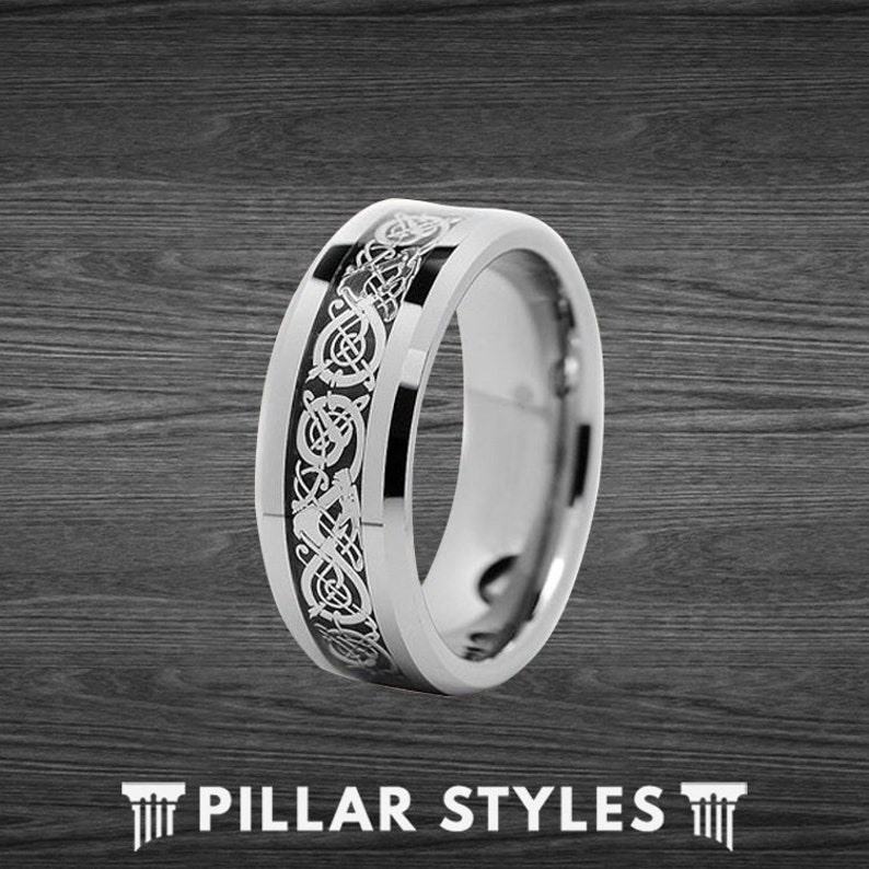 8mm/6mm Viking Ring Mens Wedding Band Celtic Ring Unique Etsy