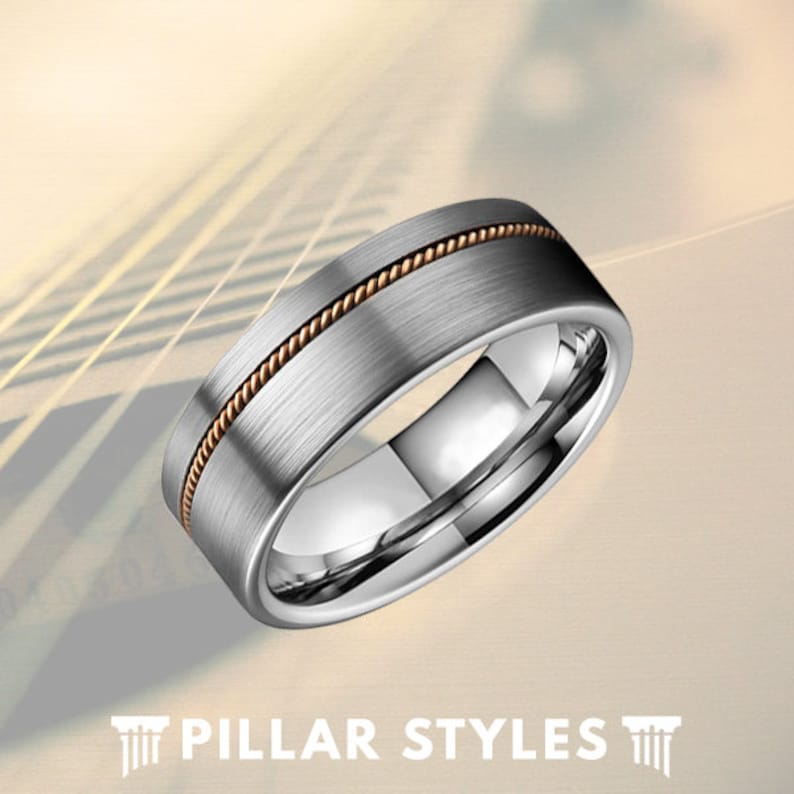 Guitar String Ring Tungsten Wedding Band Mens Guitar Ring Etsy