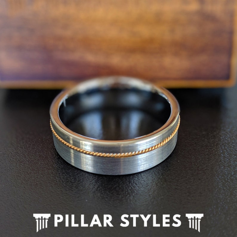 8mm & 6mm Mens Wedding Band Guitar String Ring Tungsten Etsy