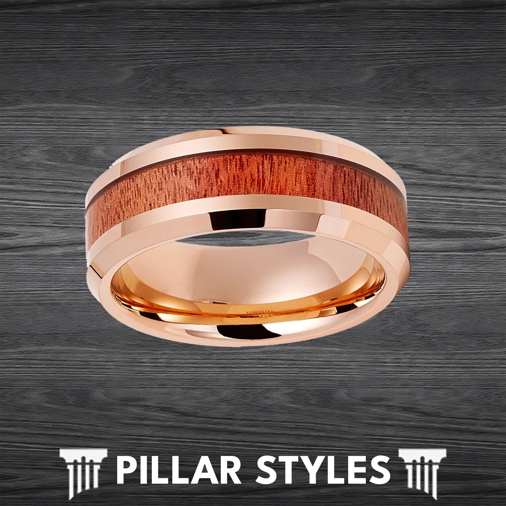 Rose gold koa wood ring discount