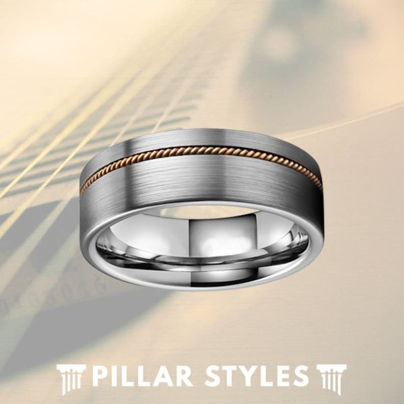 Guitar String Ring Tungsten Wedding Band Mens Guitar Ring Etsy