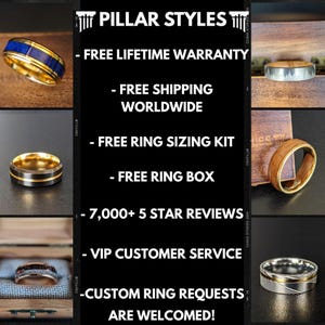 Silver Damascus Ring with Bourbon Wood Inlay Mens Wedding Band Whiskey Barrel Ring Black Damascus Steel Wooden Engagement Bands for Men image 13