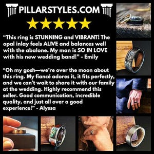 Silver Damascus Ring with Bourbon Wood Inlay Mens Wedding Band Whiskey Barrel Ring Black Damascus Steel Wooden Engagement Bands for Men image 20
