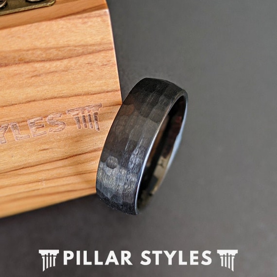 Anello Unisex In Fibra Di Carbonio E Tungsteno O Legno - Fede Nuziale Moderna