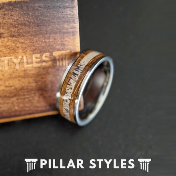 6mm Whiskey Barrel Rings for Men - Thin Black Tungsten Wood Ring Bourbon Barrel Inlay 11