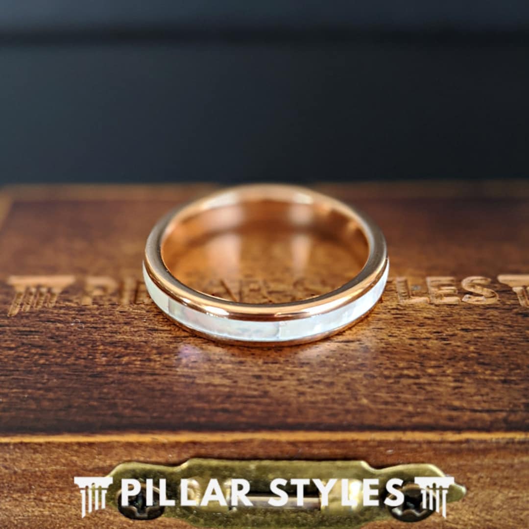 4mm Mother of Pearl Ring Womens Wedding Band Rose Gold Ring Tungsten Wedding Bands Women Ring 18K Thin Rose Ring Gold Mens Wedding Band Etsy Canada