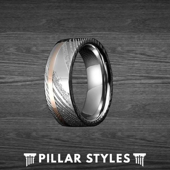DAMASCUS STEEL DUAL LINE MEN WEDDING BAND MEN ENGAGEMENT BAND 8MM-RUST RESISTANT DAMASCUS STEEL DUAL LINE MEN WEDDING BAND MEN ENGAGEMENT BAND 8MM-RUST RESISTANT