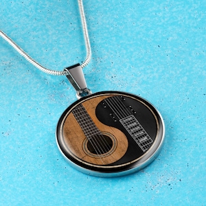 Electric Guitar Necklace Guitar Player Gifts - Acoustic Guitarist Gift - Engraved Guitar Necklace - Guitarist Jewelry Gifts for Musician