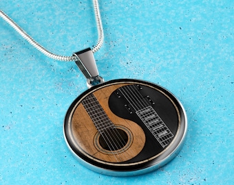 Electric Guitar Necklace - Acoustic Guitarist Gift - Guitar Engraved Necklace - Guitarist Jewelry Gifts for Musician - Guitar Player Gifts