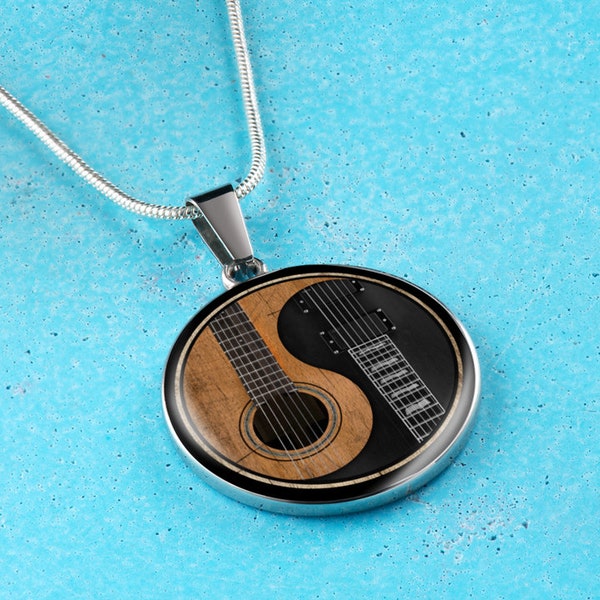 Electric Guitar Necklace - Acoustic Guitarist Gift - Guitar Engraved Necklace - Guitarist Jewelry Gifts for Musician - Guitar Player Gifts