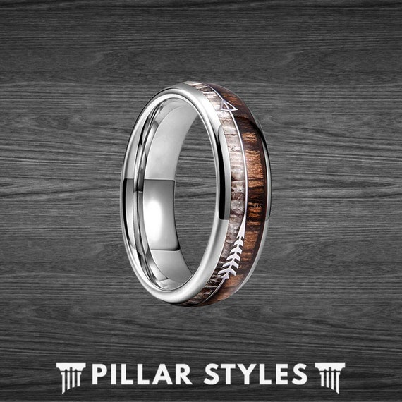 6mm Zebra Holzring mit Pfeil Inlay Hirschgeweih Ring Herren Ehering Pfeil  Ring Geweih Band Naturring Paare Ring Set - .de