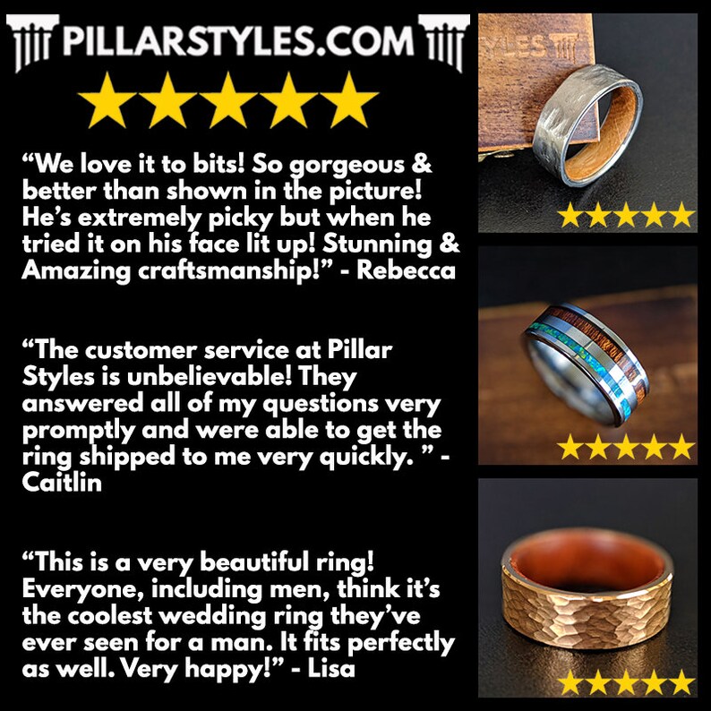 Yellow Gold Mens Wedding Band Tungsten Ring 8mm Black and Gold Ring Unique Black Tungsten Rings for Men 14K Gold Wedding Band Mens Ring