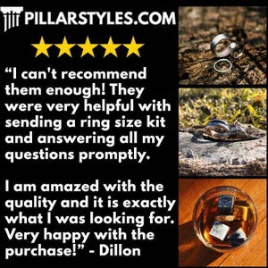 Silver Damascus Ring with Bourbon Wood Inlay Mens Wedding Band Whiskey Barrel Ring Black Damascus Steel Wooden Engagement Bands for Men image 4
