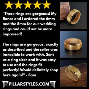 Silver Damascus Ring with Bourbon Wood Inlay Mens Wedding Band Whiskey Barrel Ring Black Damascus Steel Wooden Engagement Bands for Men image 19