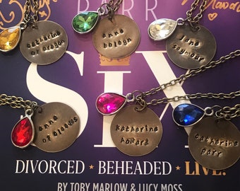 Six Musical Inspired Necklaces: Catherine of Aragon, Anne Boleyn, Jane Seymour, Anna of Cleeves, Katherine Howard, Catherine Parr