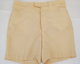 【CENTAUR】VINTAGE CHECK SHORTS Vintage Men's Yellow Check Plaid Shorts Golf 60s Mad Men Sz