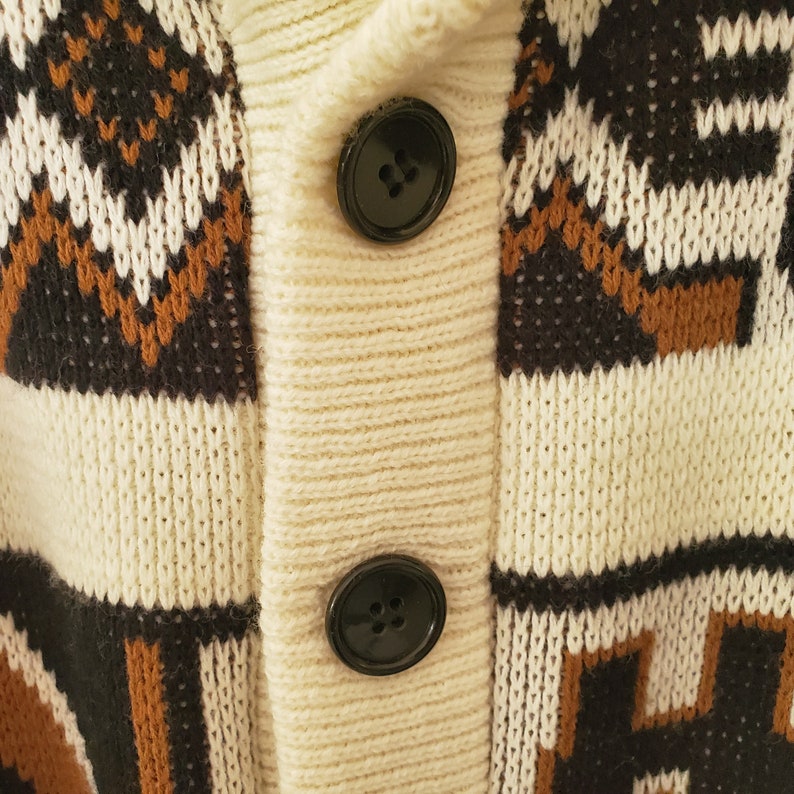 vintage Shawl Cardigan Sweater Aztec Native American Ethnic Knit sz Small S