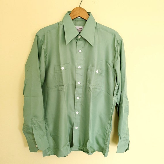 vintage Carl Michaels Dress Shirt Long Sleeve Gre… - image 2