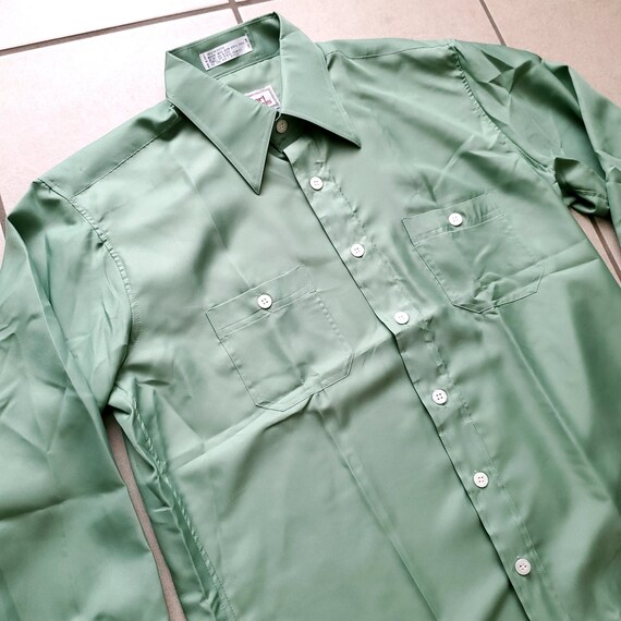 vintage Carl Michaels Dress Shirt Long Sleeve Gre… - image 1