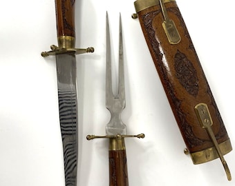 vintage indian knife wooden curved