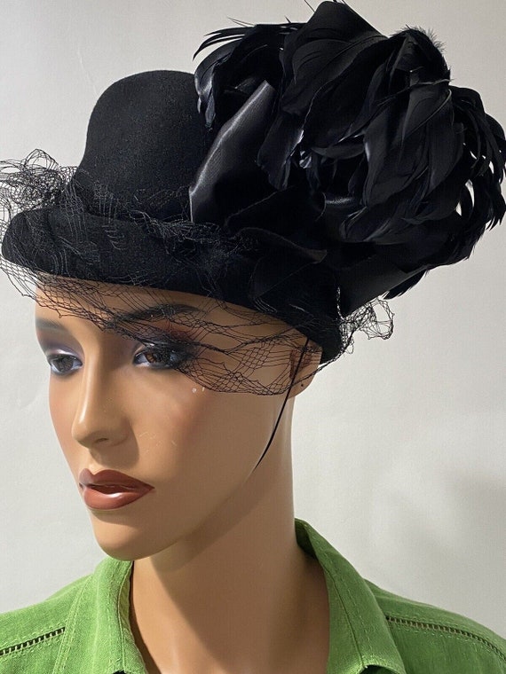Elegant Black Feathered Women\'s Hat Amazon.com: YMGSCC Female Elegant Church Hats for Women  main image 2