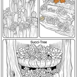 Coloring book Rustic Succulent cactus Garden Coloring Book potanic Stone Plant Designs | Relaxing Botanical Coloring Book