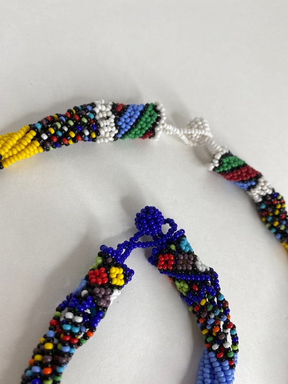 Colorful Beaded African Tribal Multistrand Neckla… - image 5