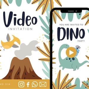 Dinosaur Animated Video Birthday Invitation Boys Animated Video Birthday Party Invitation - Video Invite Digital Art CUSTOM DOWNLOAD
