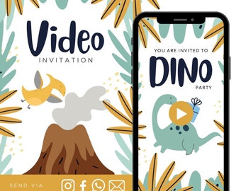 Dinosaur Animated Video Birthday Invitation Boys Animated Video Birthday Party Invitation - Video Invite Digital Art CUSTOM DOWNLOAD