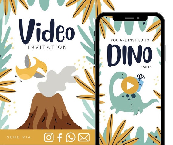 Dinosaur Animated Video Birthday Invitation Boys Animated Video Birthday Party Invitation - Video Invite Digital Art CUSTOM DOWNLOAD