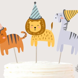 Party Animals Cake Topper Girl Centerpieces Birthday Cake Topper Table Party Decorations -  Printable Digital Art INSTANT DOWNLOAD