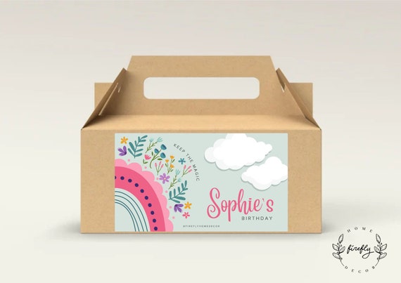 Unicorn Birthday Party Gable Box Favor Label Girl Gift Box Label Tags Party Decorations - Printable Digital Art CUSTOM DOWNLOAD